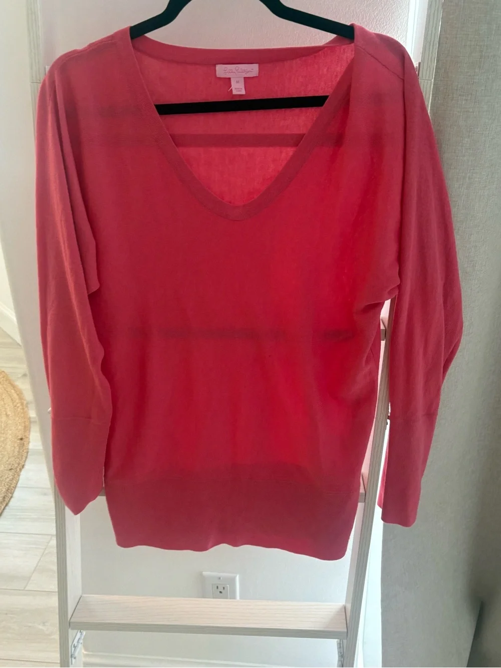 Lilly Pulitzer Coral V-Neck Lightweight Knit Sweater